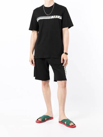 MSGM logo-stripe cotton T-shirt outlook