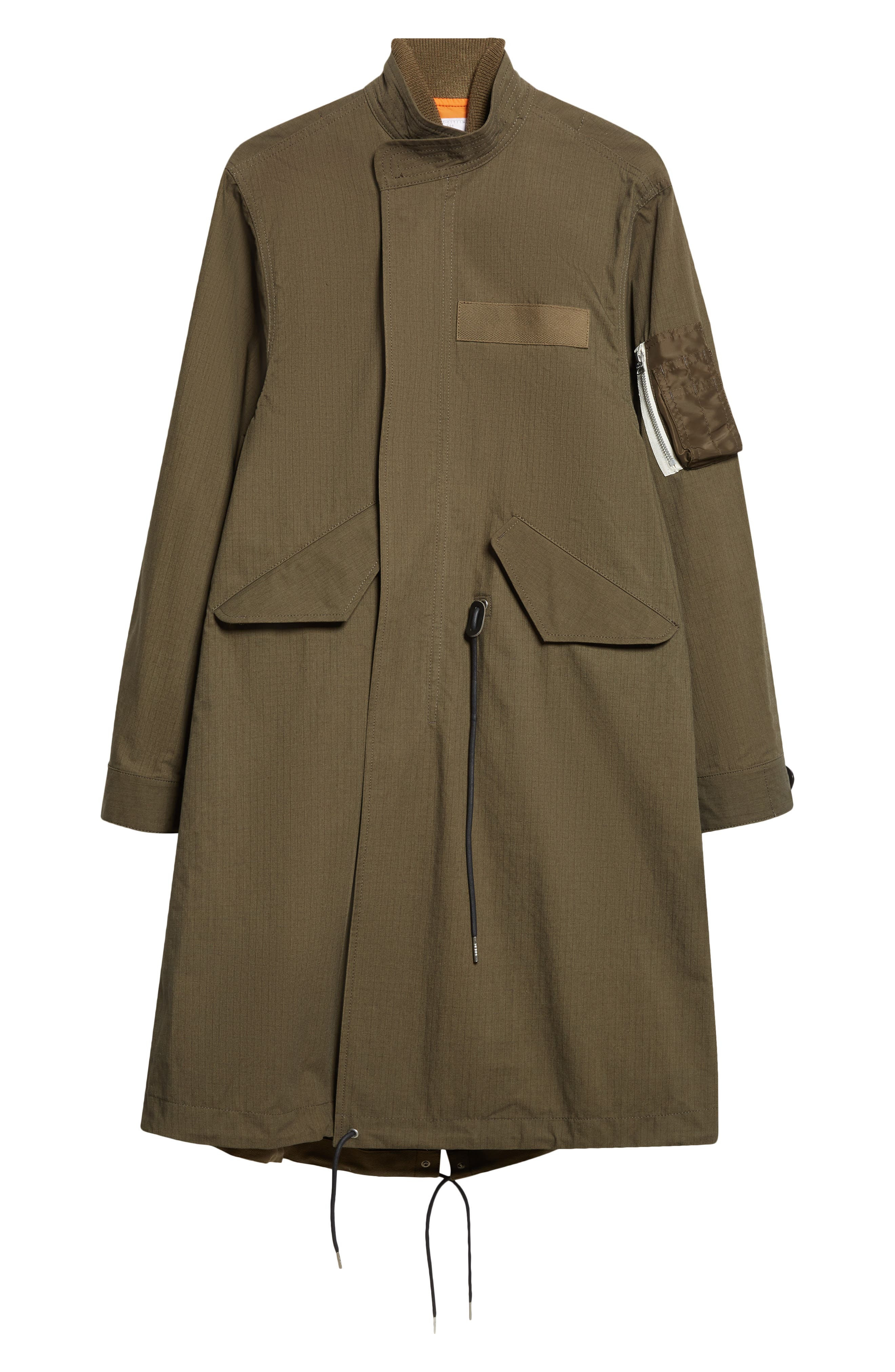 Sacai Cotton & Nylon Ripstop Coat in Khaki at Nordstrom - 7