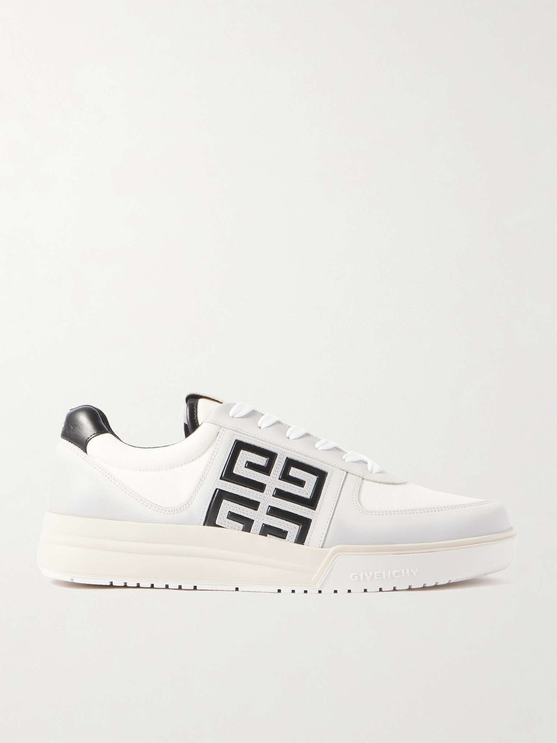 G4 Logo-Embossed Leather and Canvas Sneakers 1