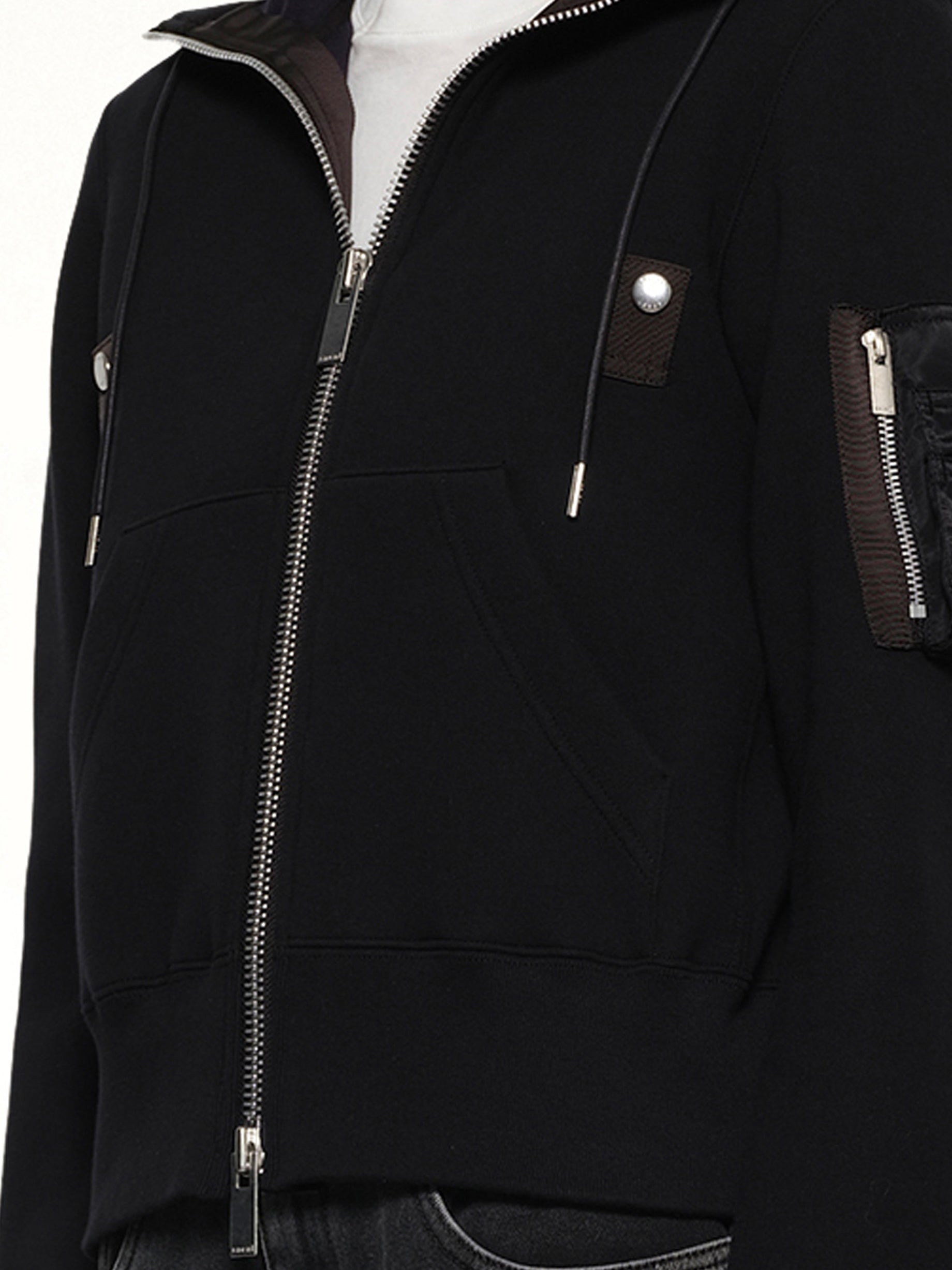 Sponge Sweat x Nylon Twill Hoodie in Black - 3