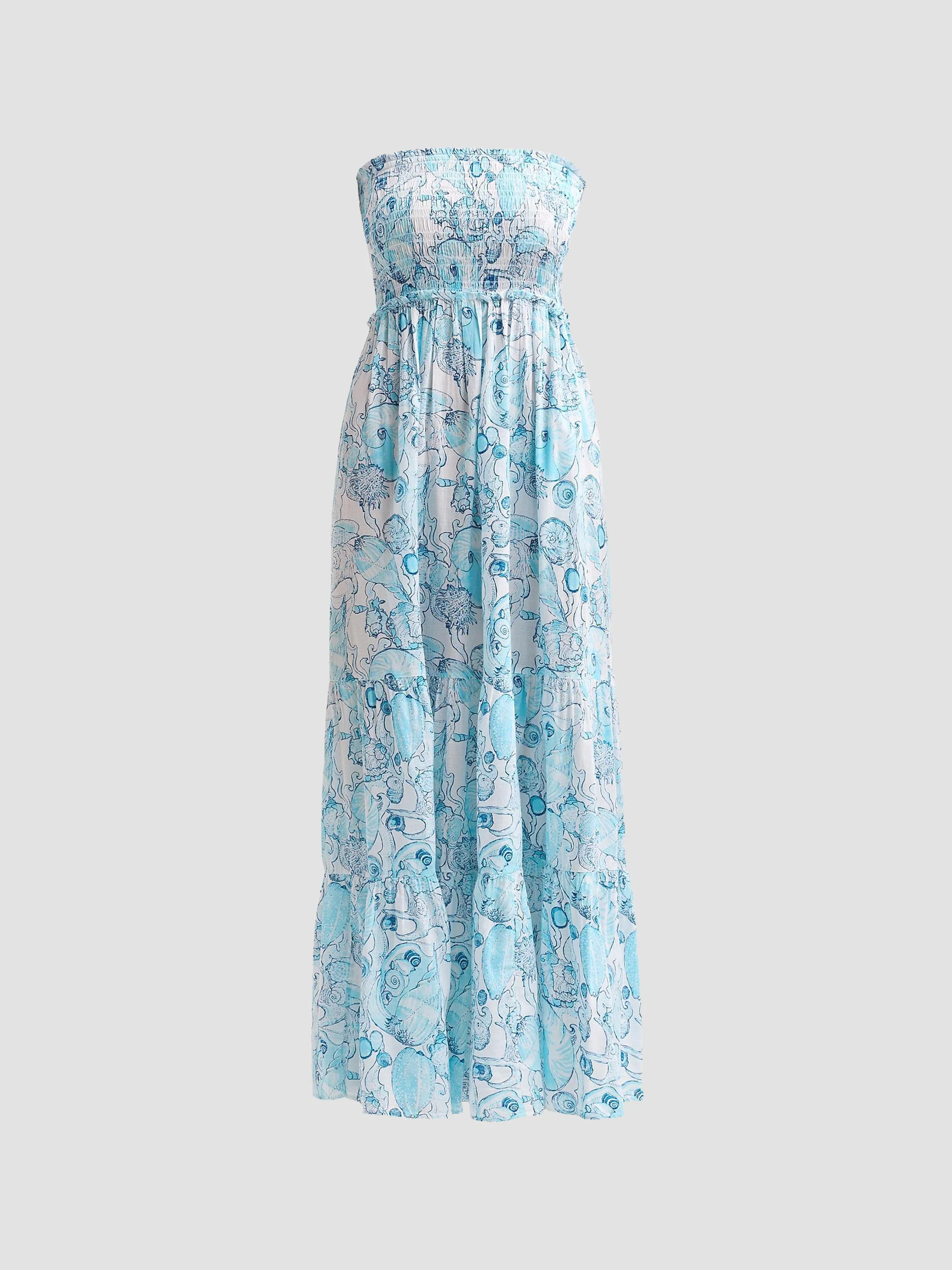Women's Anali Printed Strapless Coverup Midi Dress - Resort White - 1