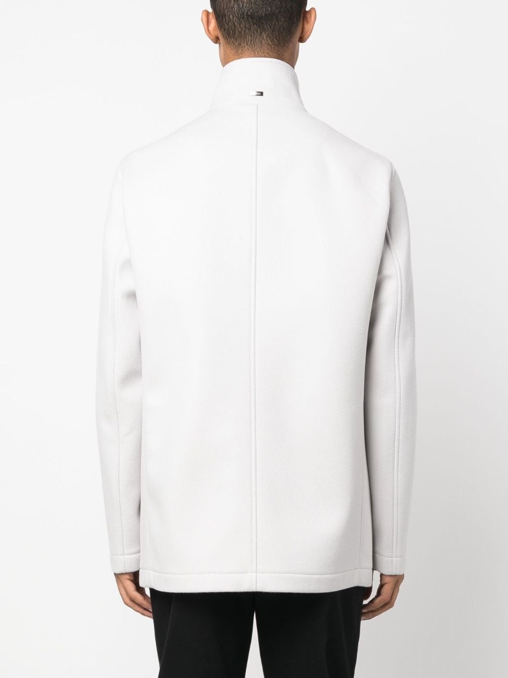 double-breasted high-neck coat - 4
