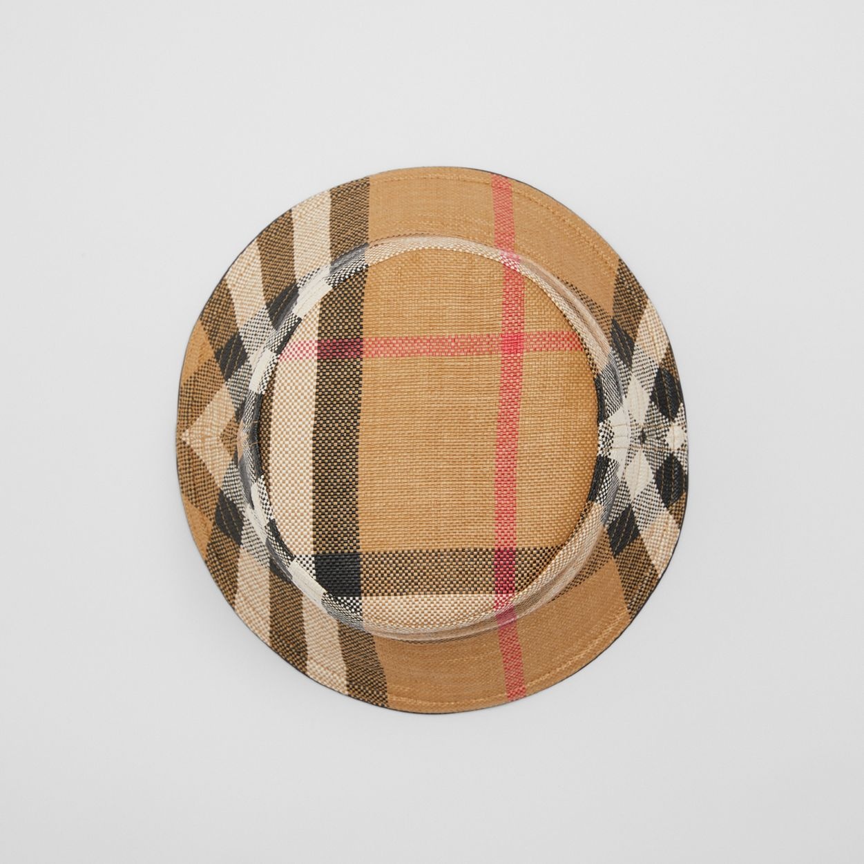Check Faux Raffia Bucket Hat - 5