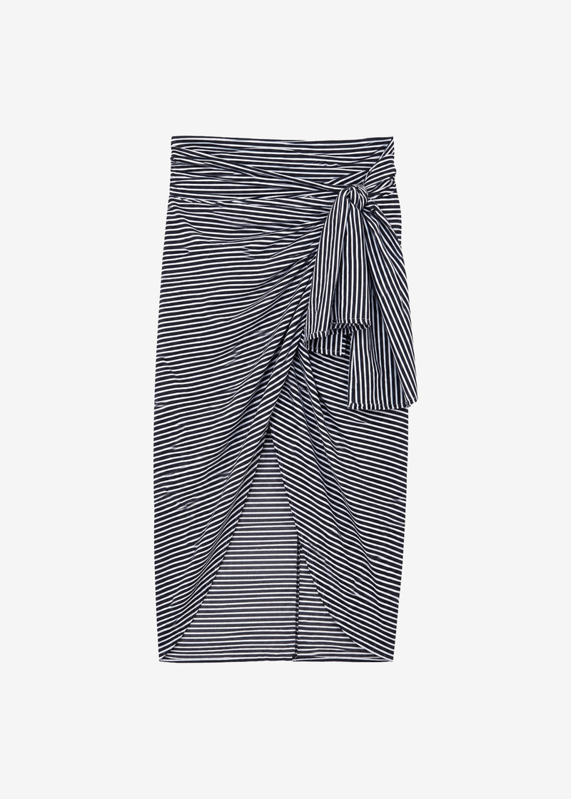 Thira Wrap Skirt - Black/White Stripe 1