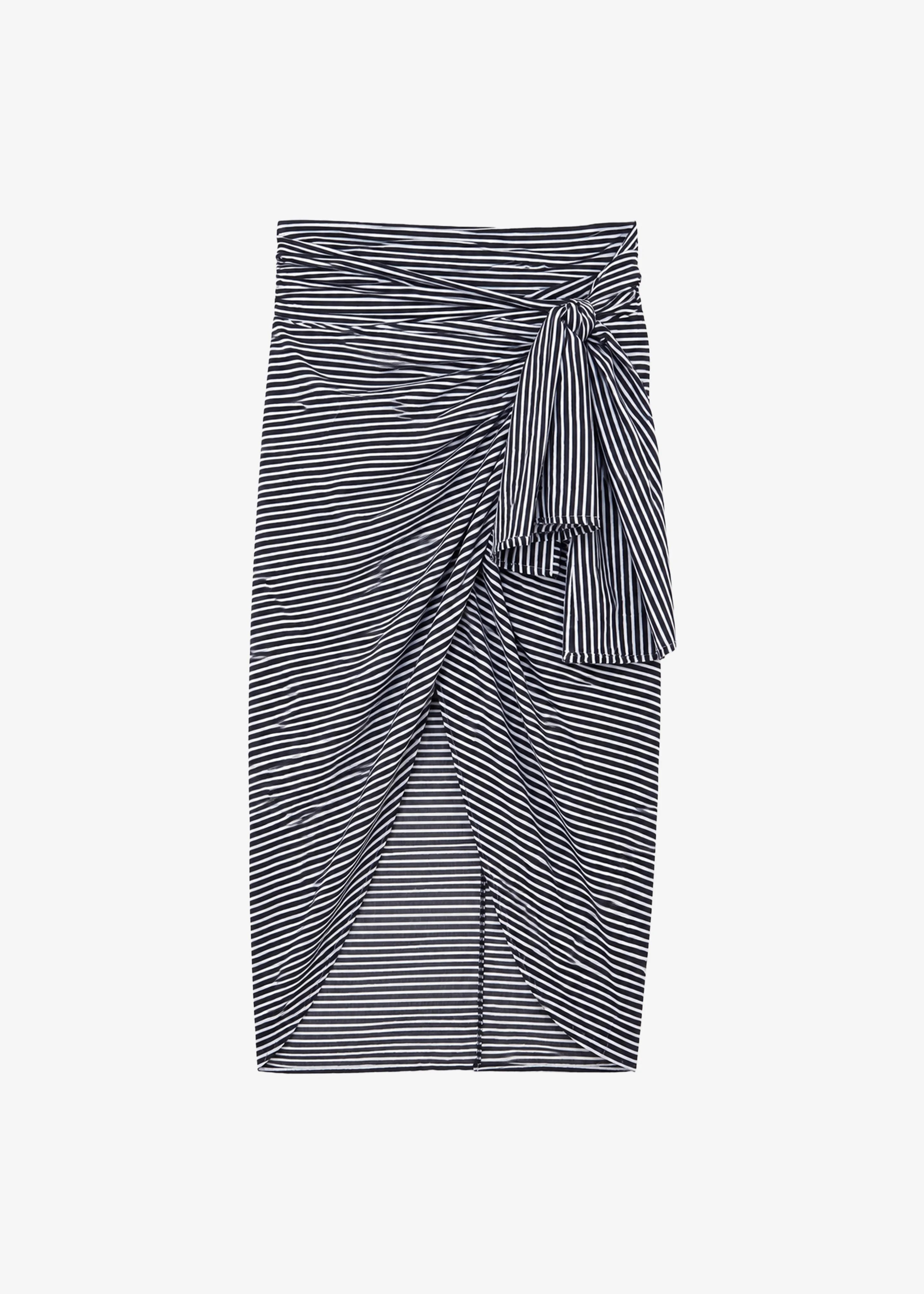 Thira Wrap Skirt - Black/White Stripe - 1