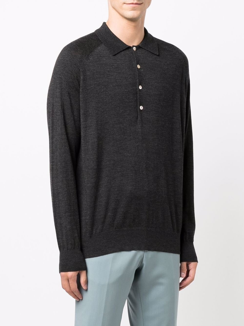 long-sleeve merino polo shirt - 3