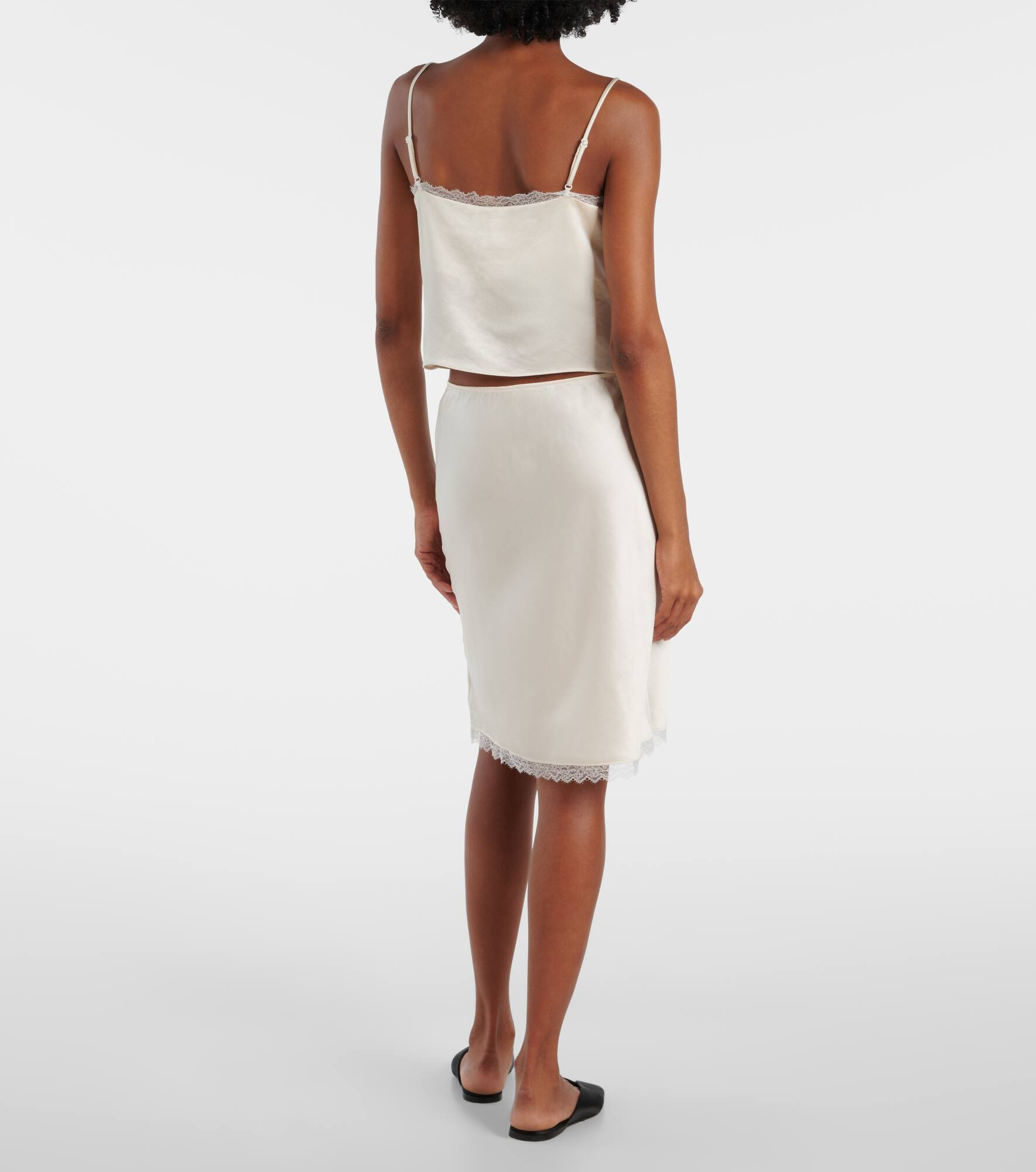 Barb lace-trimmed satin slip skirt - 3