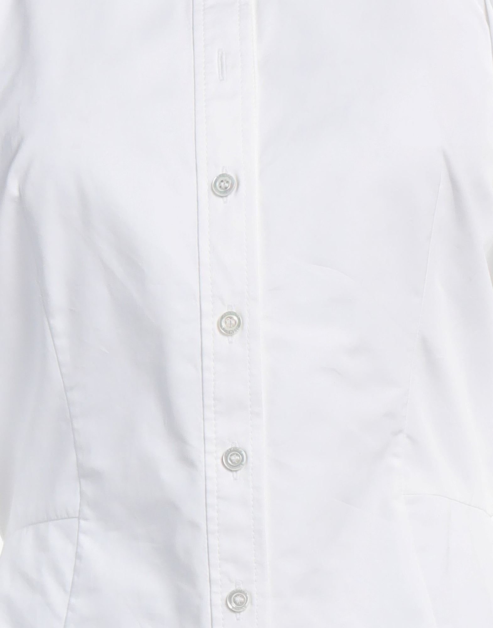 White Women's Solid Color Shirts & Blouses - 4