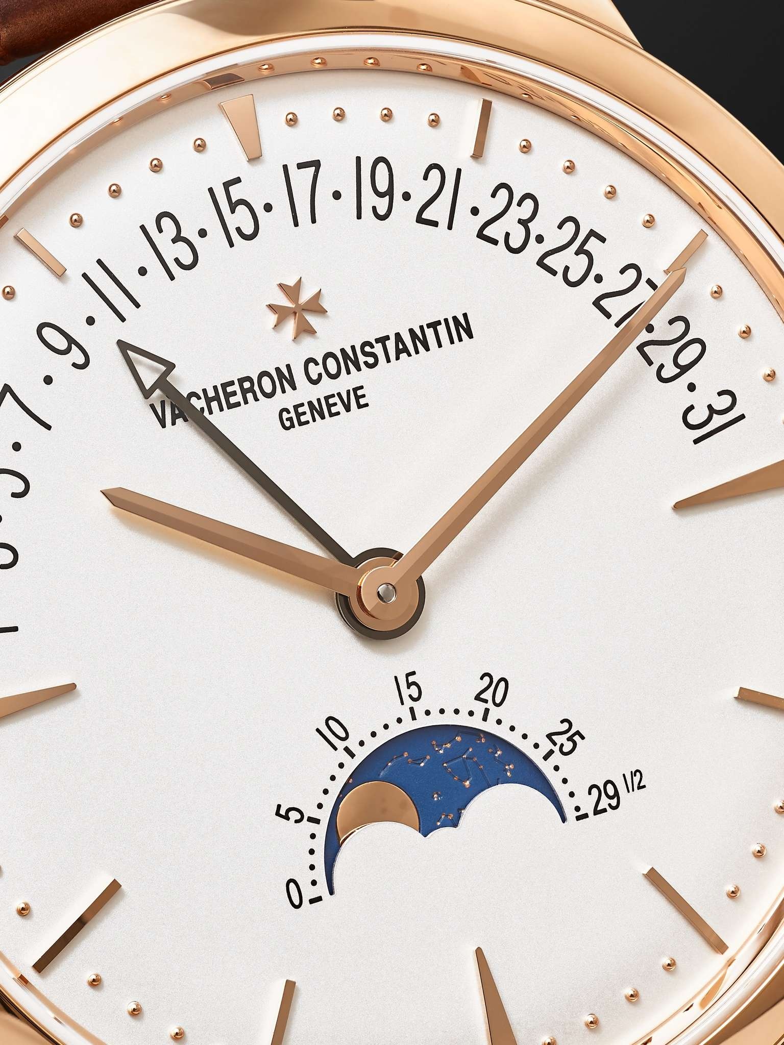 Patrimony Moon-Phase and Retrograde Date Automatic 42.5mm 18-Karat Pink Gold and Alligator Watch, Re - 6