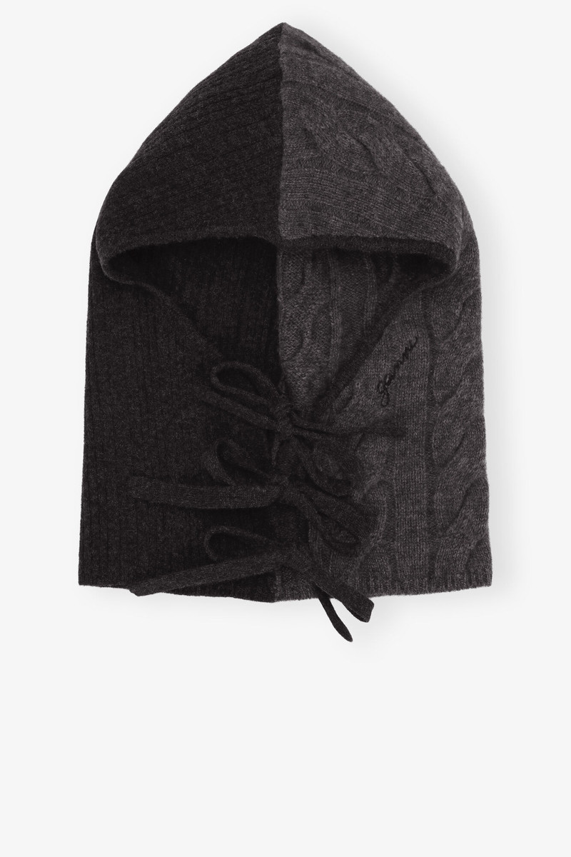 GREY AND BLACK CASHMERE MIX BALACLAVA 1