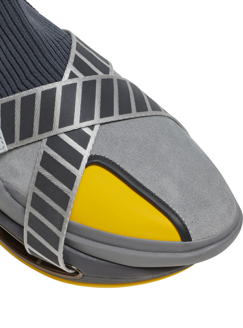 B-Bold knit and suede high-top trainers with strap 5