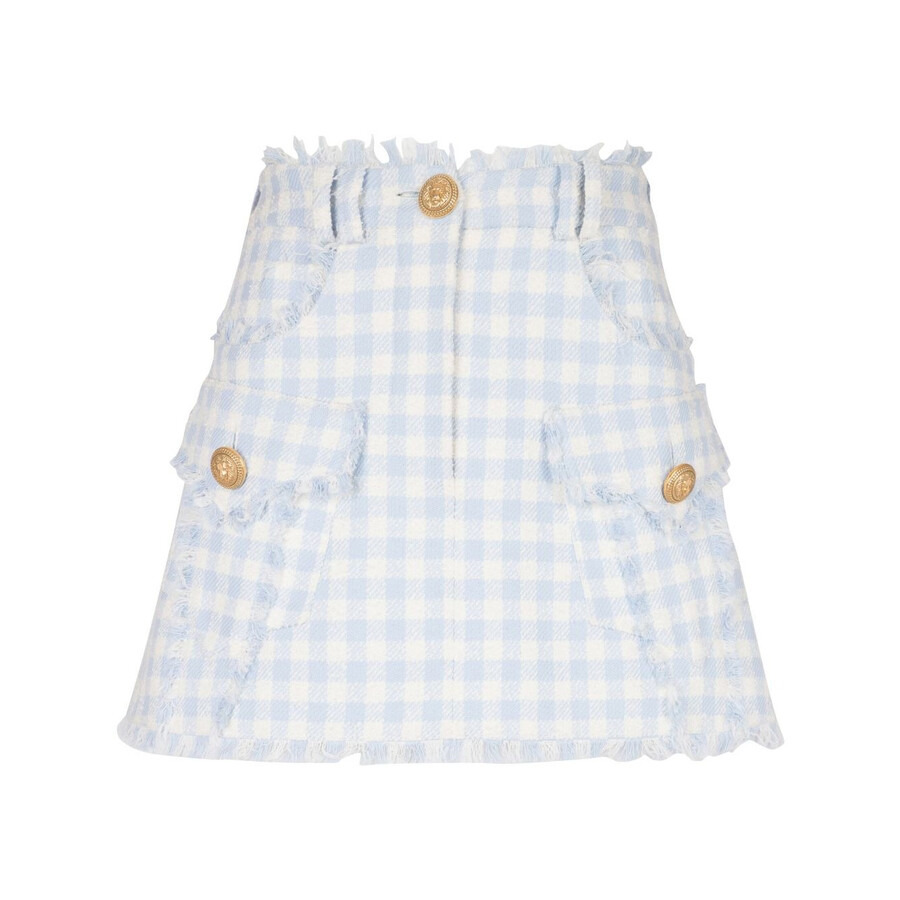 Balmain Gingham-Pattern A-Line Miniskirt - 5