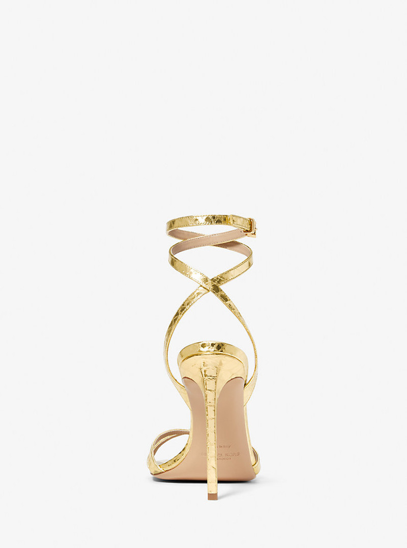 Chrissy Metallic Python Embossed Leather Sandal 3