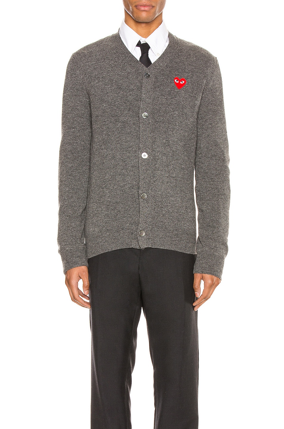 Lambswool Cardigan with Red Emblem - 2