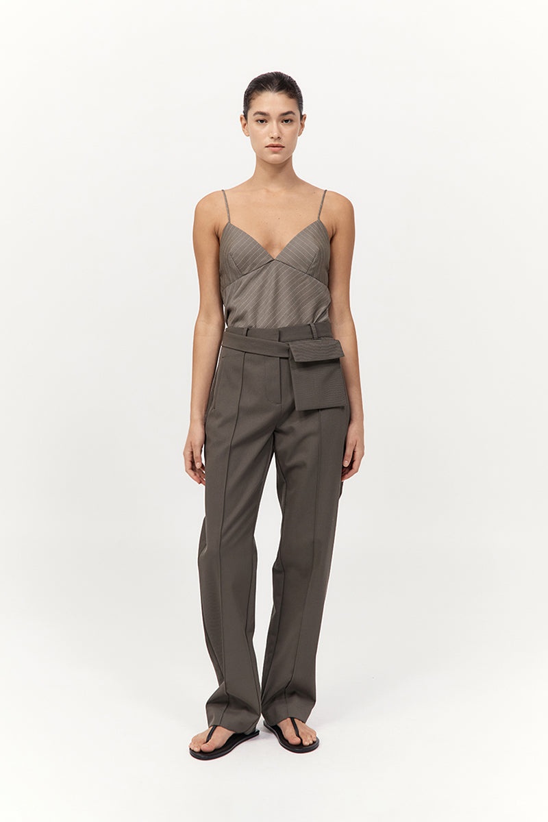 Bias Cami - Khaki Pinstripe - 5