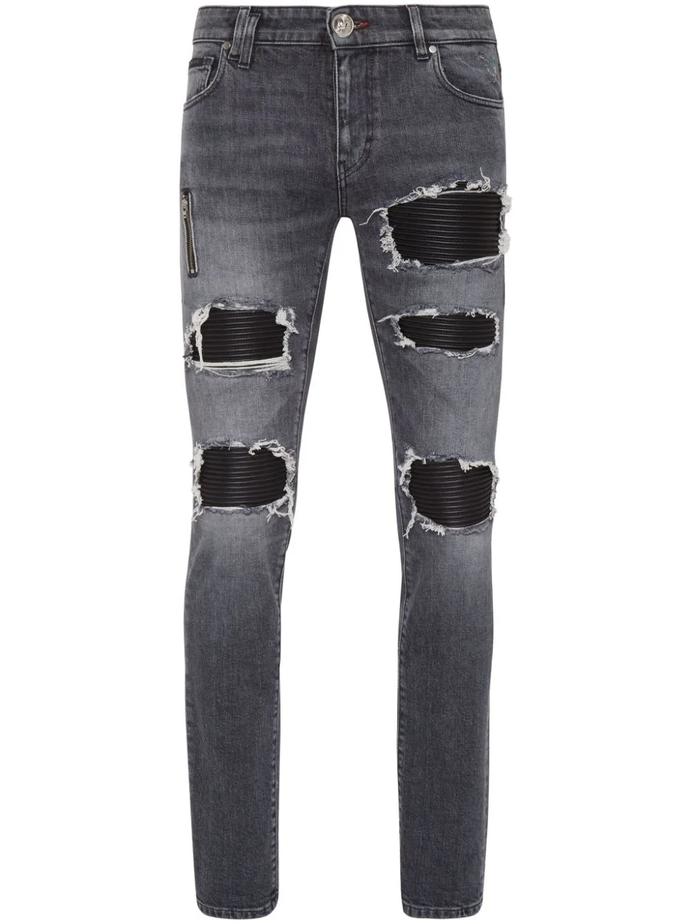 mid-rise distressed jeans - 1