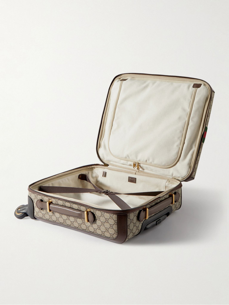 Savoy Leather-Trimmed Printed Coated-Canvas Suitcase Beige 5