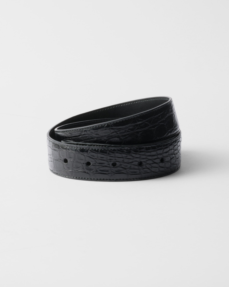 Crocodile leather belt strap 1