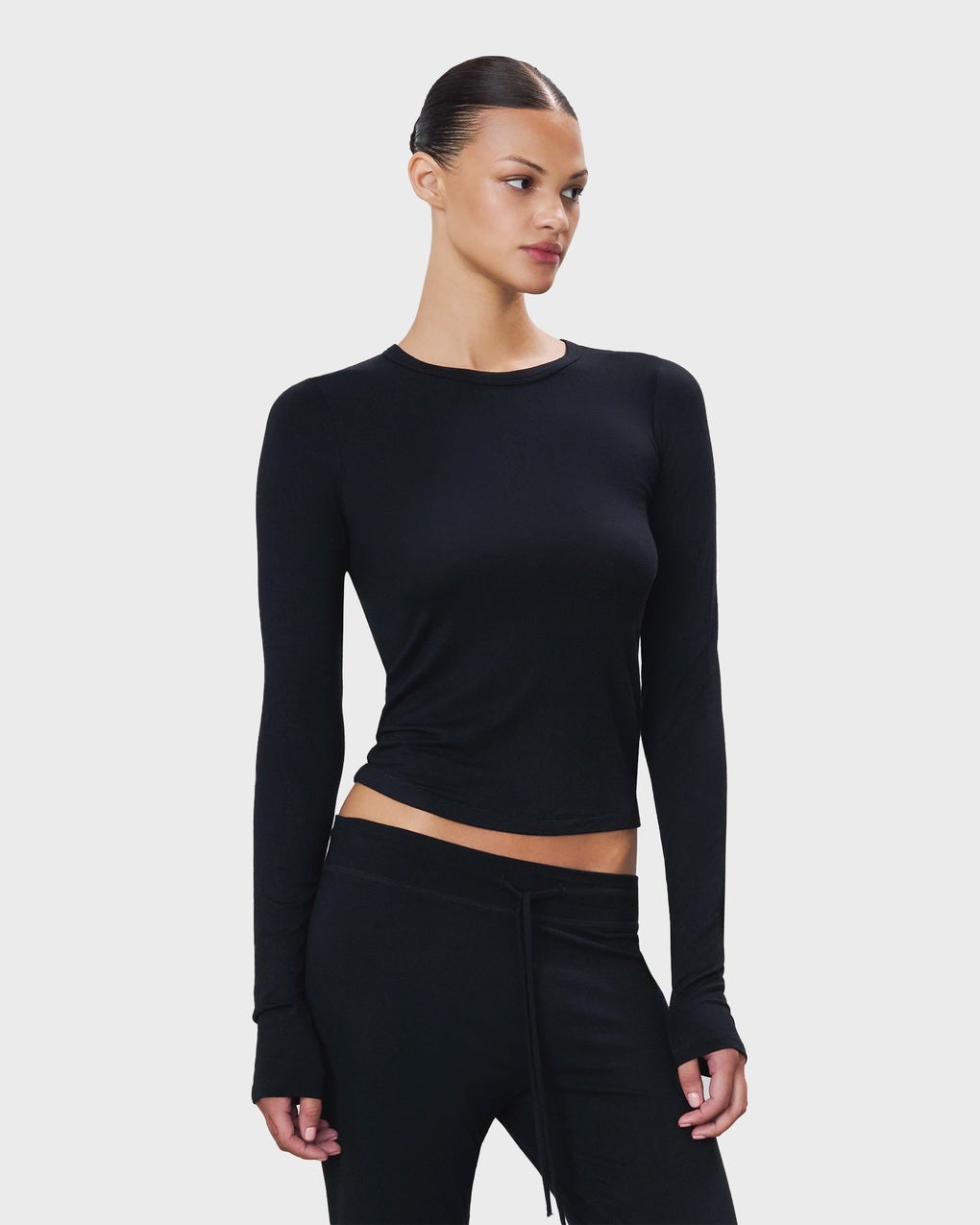 Top Fitted Crewneck Long Sleeve Black - 3