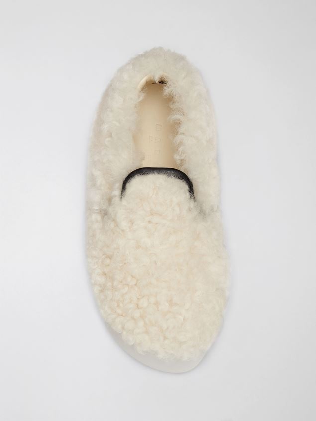 WHITE SHEARLING SLIP-ON SNEAKER WITH MAXI MARNI LOGO - 4