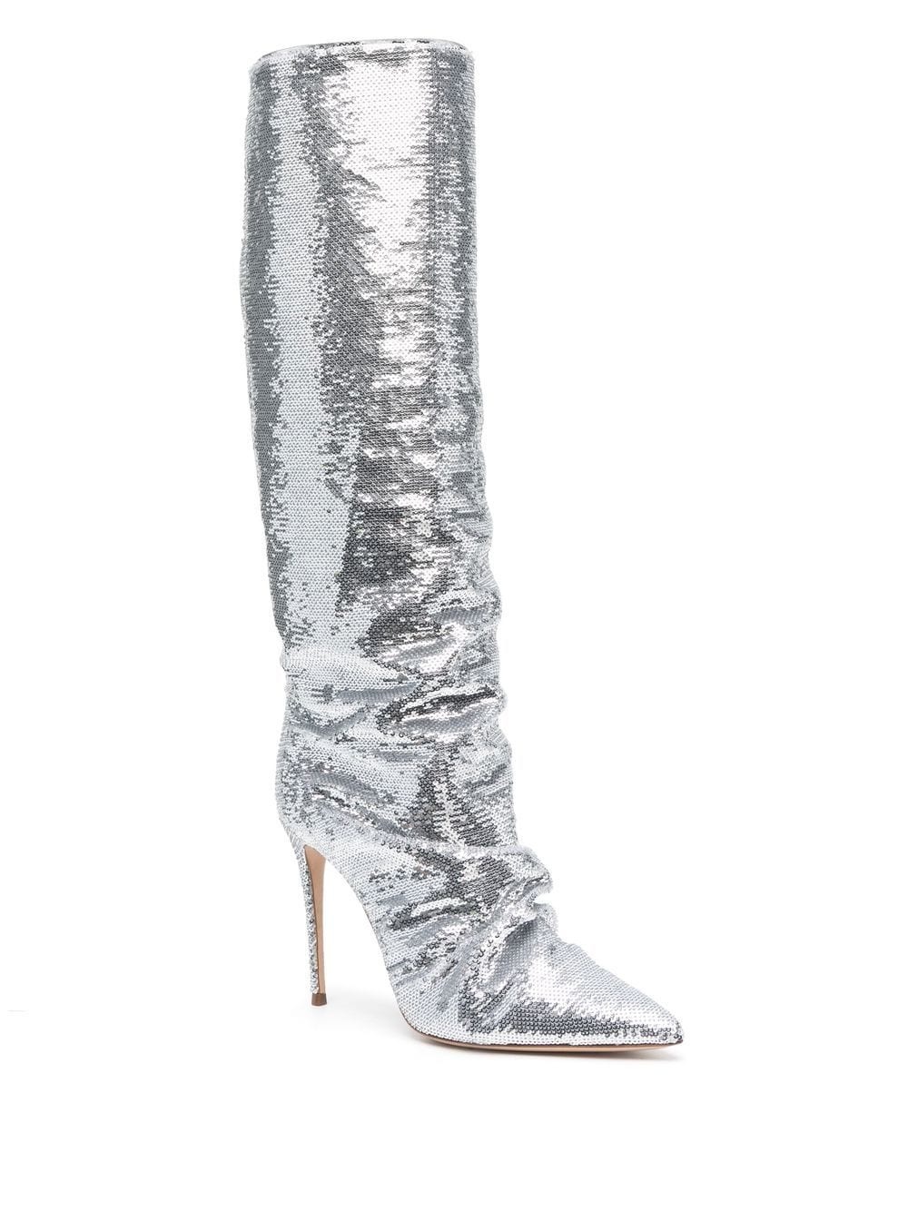 silver-tone sequin boots - 2