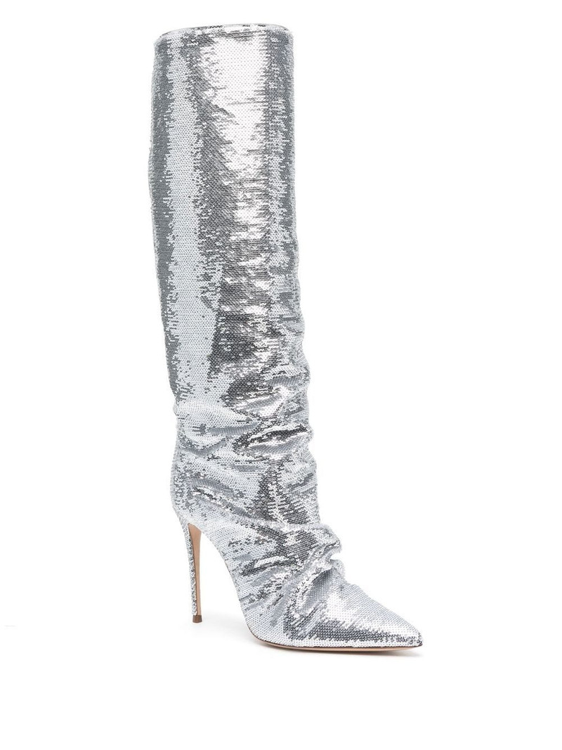 CASADEI silver-tone sequin boots outlook