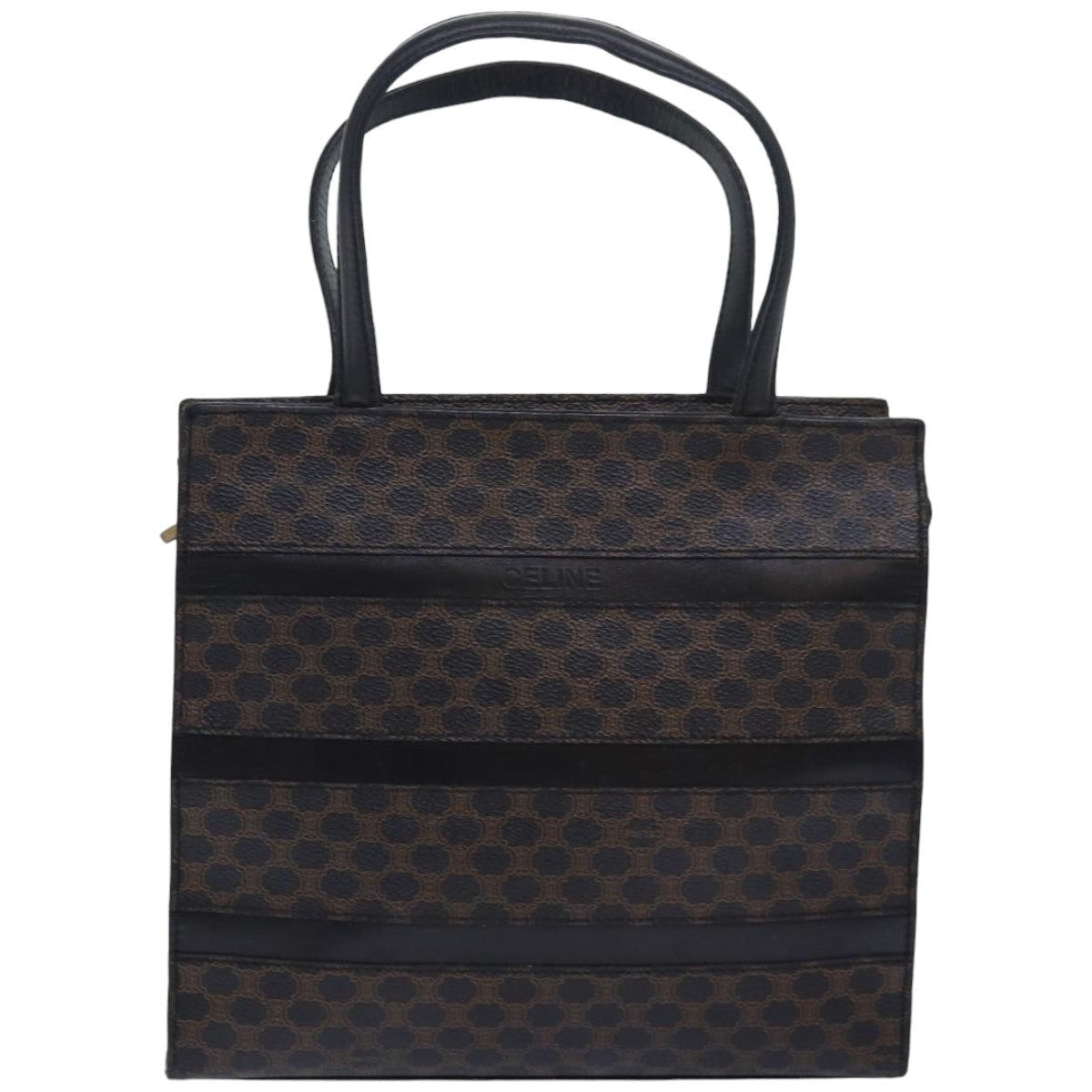 CELINE Macadam Canvas Hand Bag Pvc Leather Black - 2