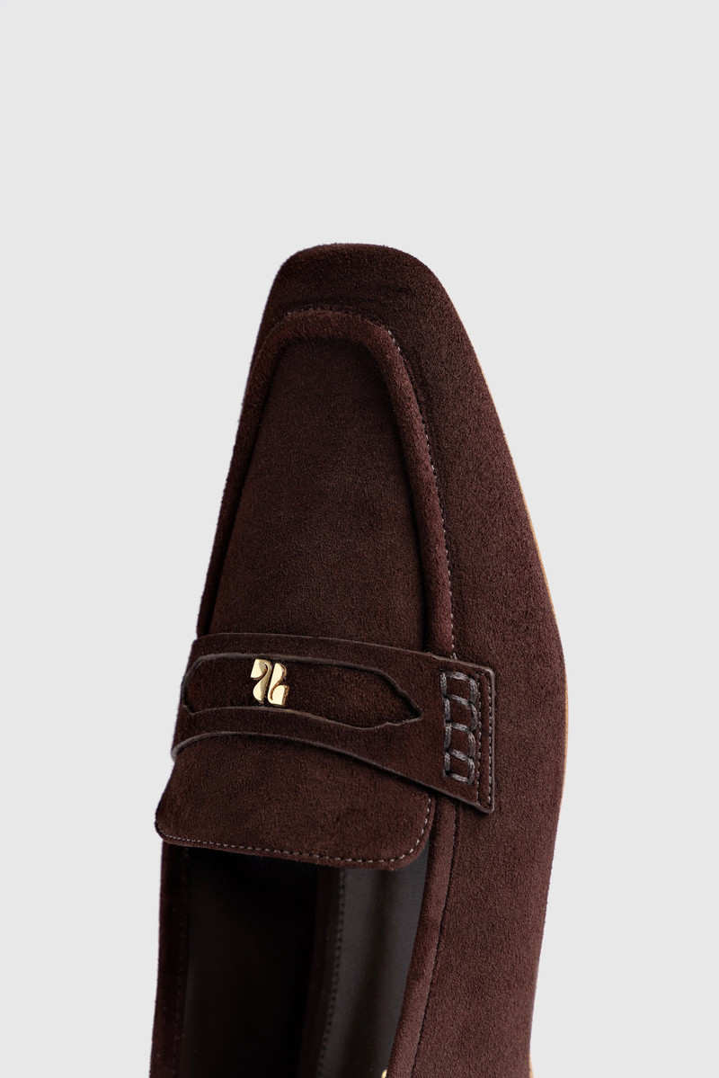 Suki Flat Loafer In Brown Suede 6