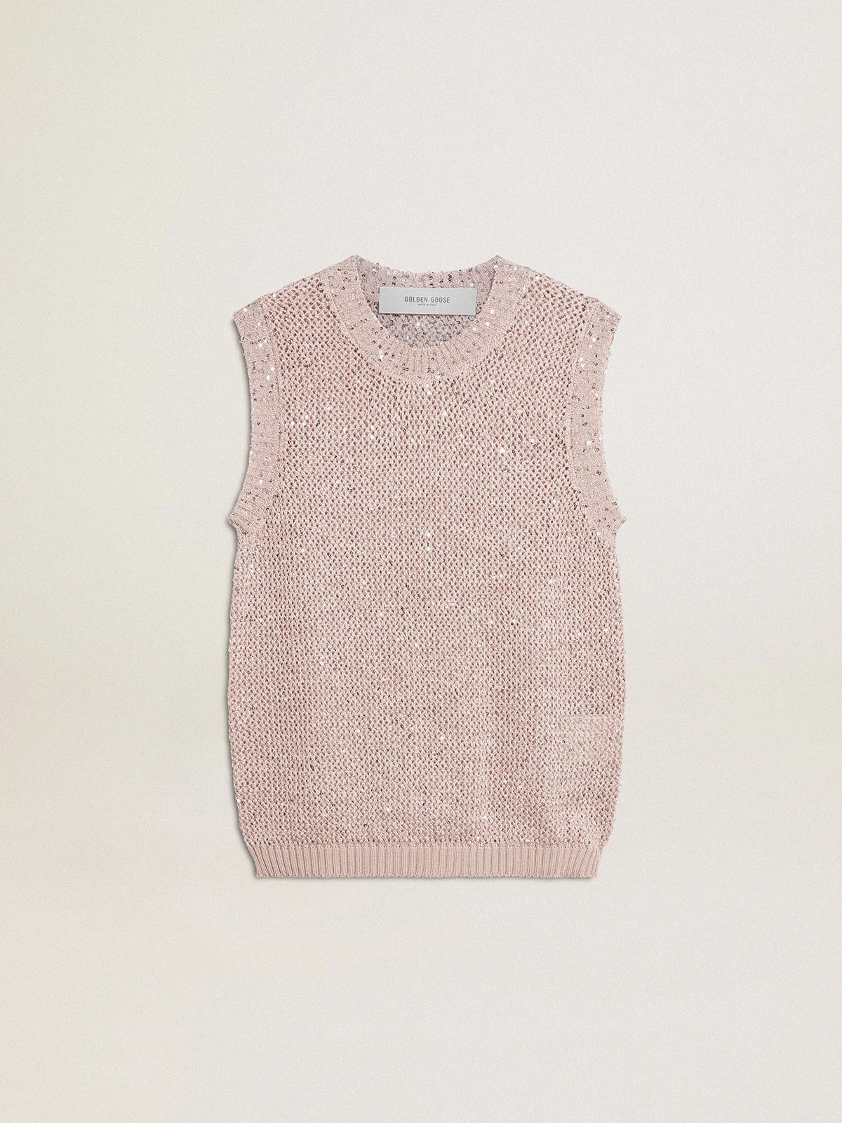 Mesh knit top with sequins and contrasting details - 1