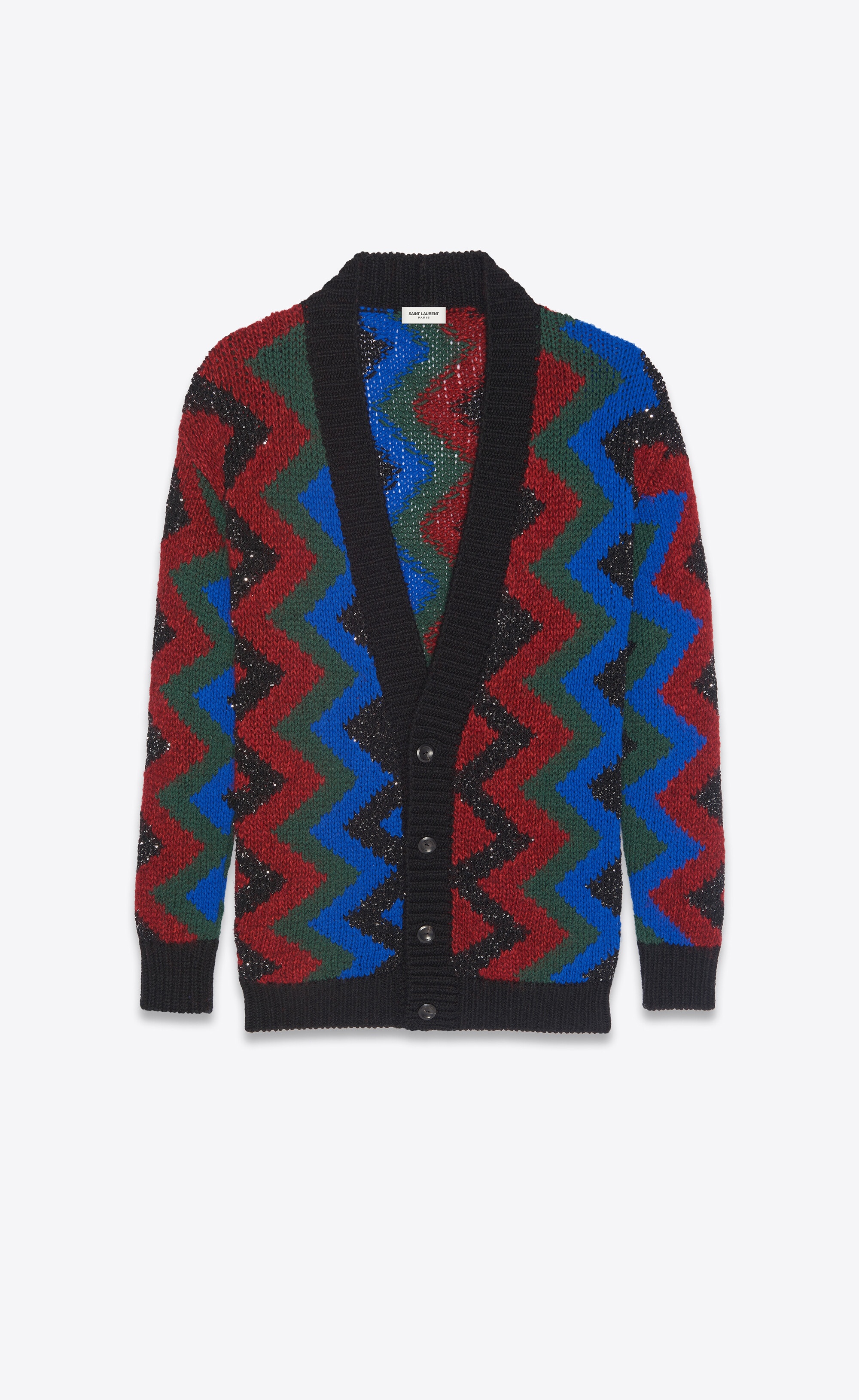 cardigan in zig zag jacquard with sequins - 1