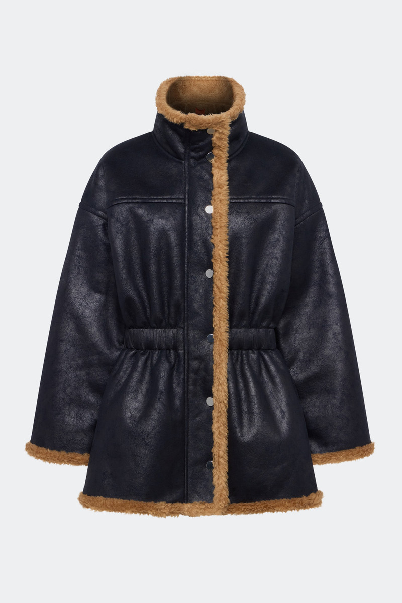 Yara Faux Shearling Jacket In Black 1