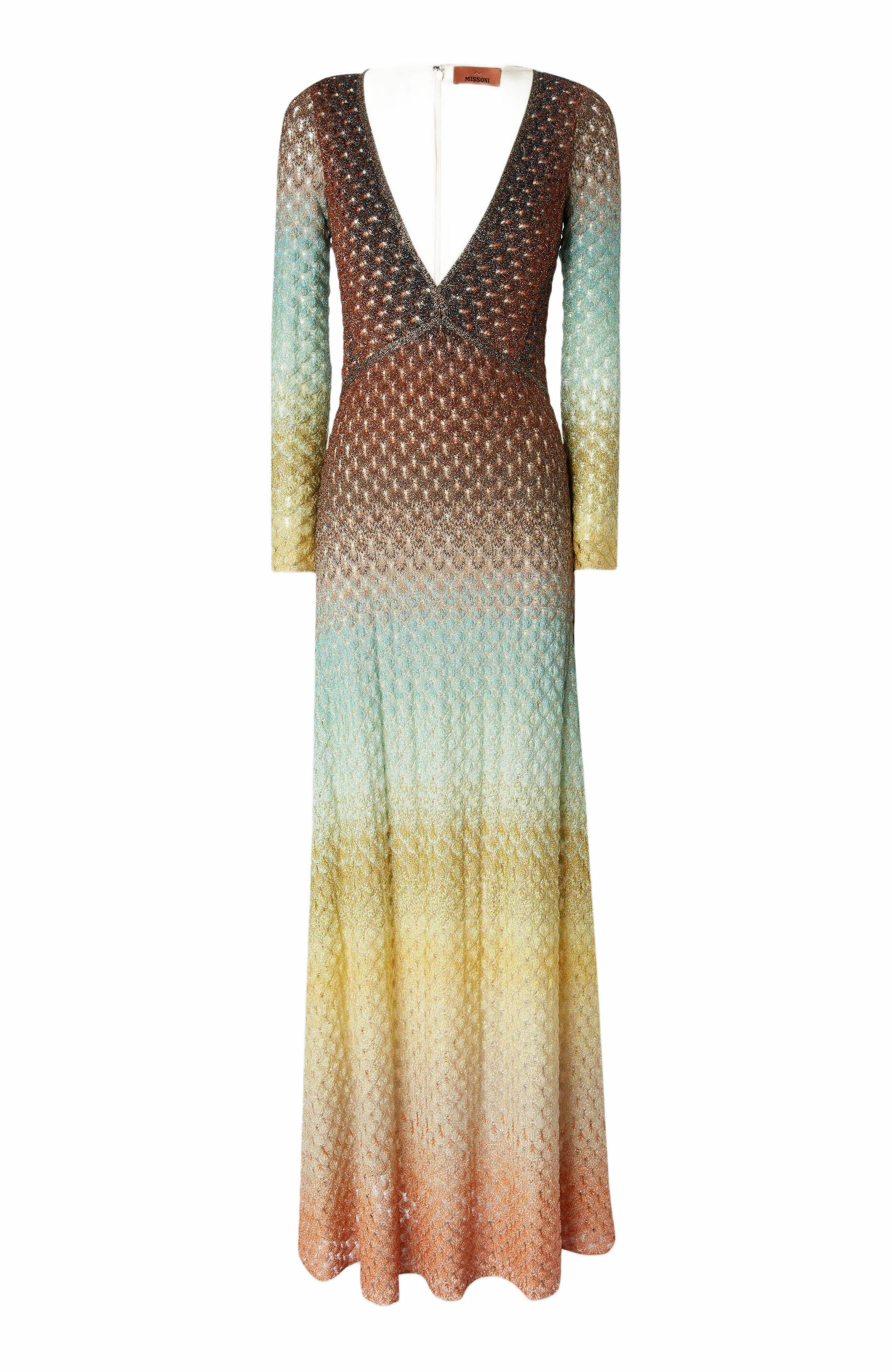 Missoni Flared Dégradé Long Dress With V-neck in Multicoloured at Nordstrom - 5