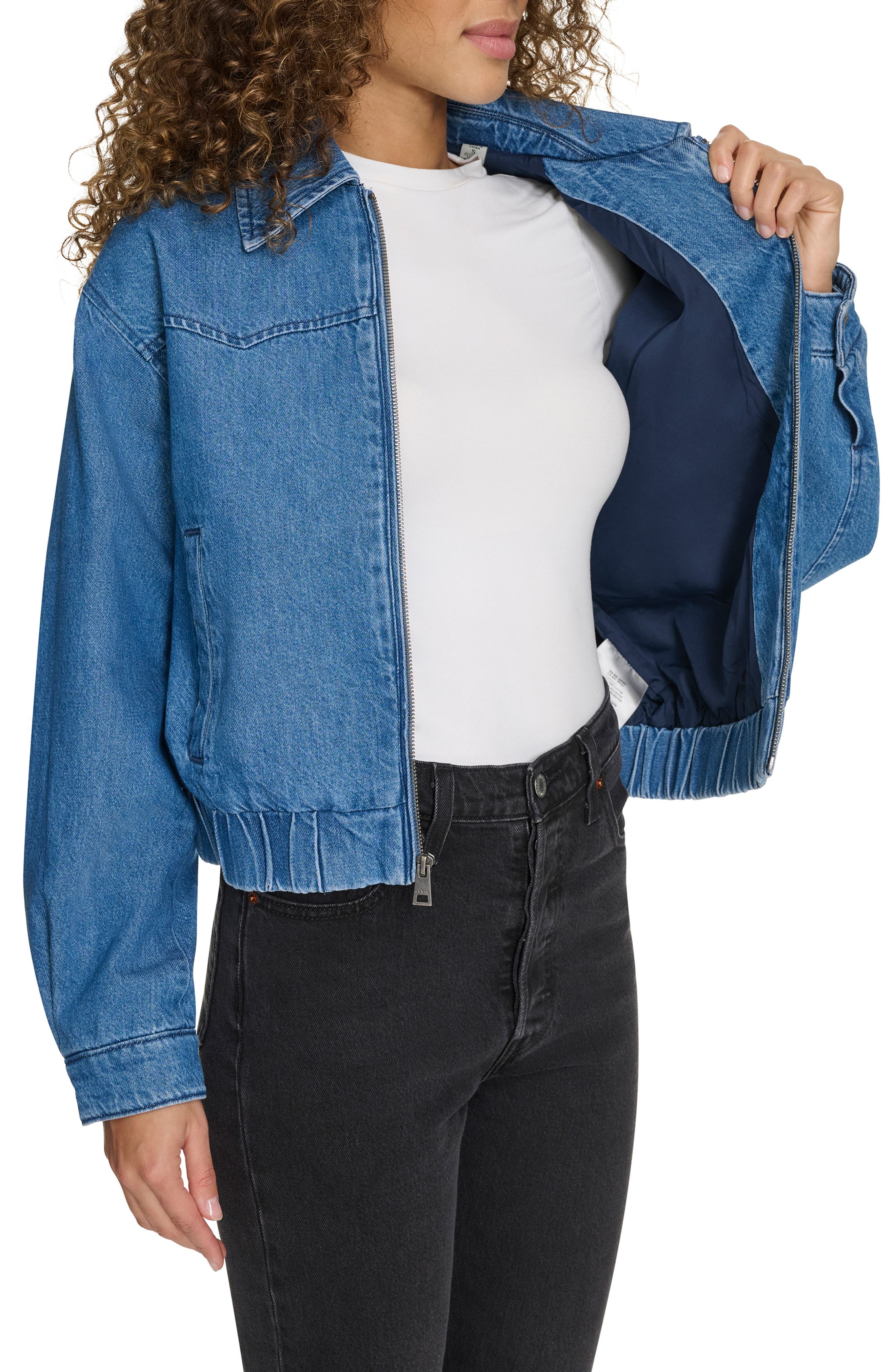 levi's Western Denim Bomber Jacket in Medium Wash Denim at Nordstrom - 4