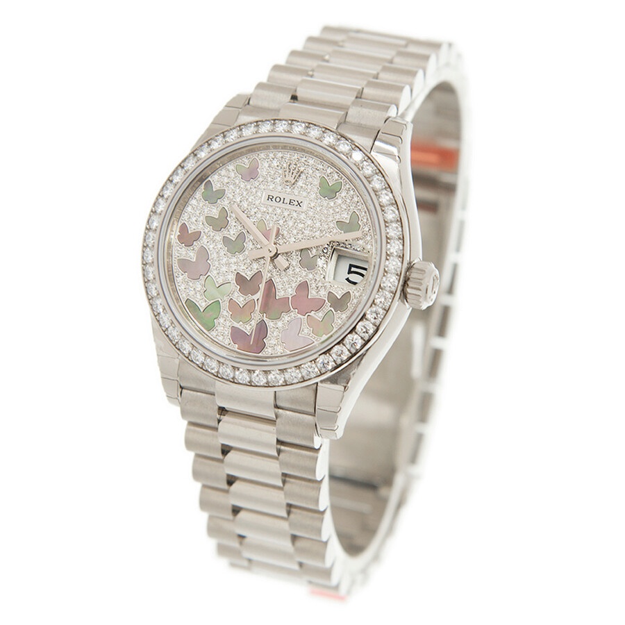 Rolex Datejust 31 Diamond Pave Dial Ladies 18kt White Gold President Watch 278289PAVE - 3