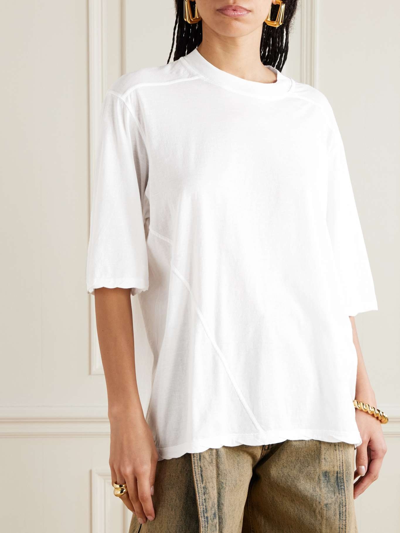 Walrus paneled cotton-jersey T-shirt White - 3