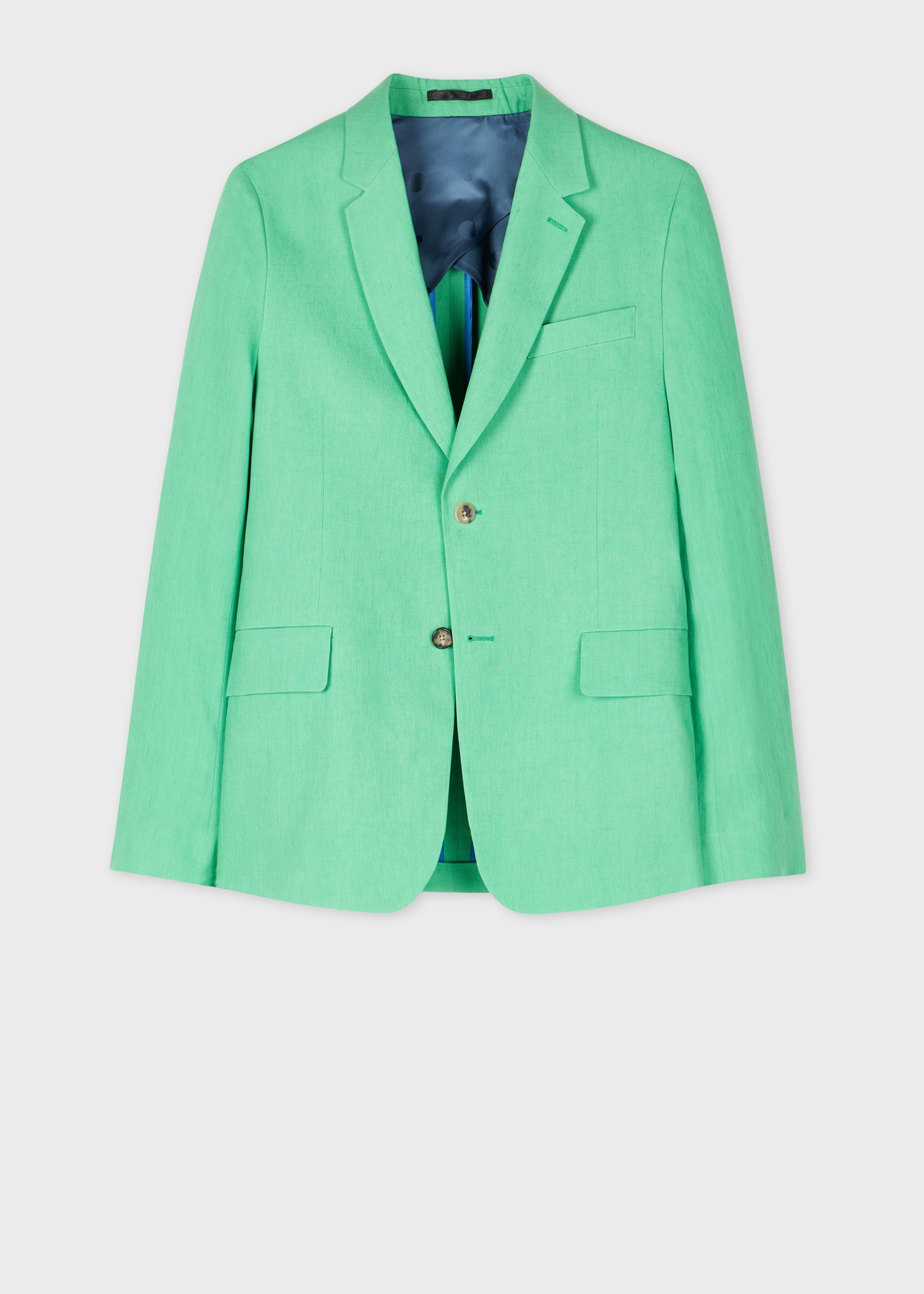 Turquoise Green Linen Buggy-Lined Blazer - 1