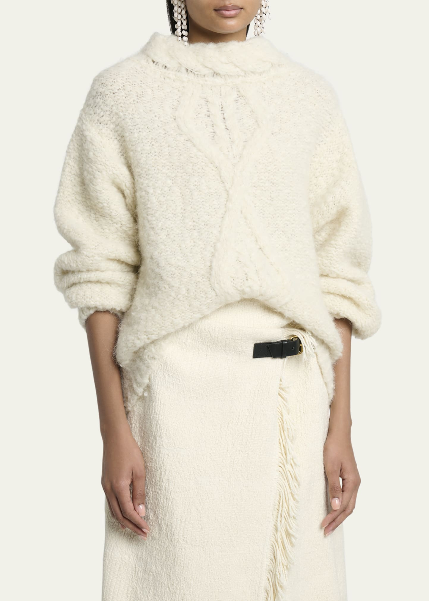 Romane Irish Funnel-Neck Alpaca Sweater - 4
