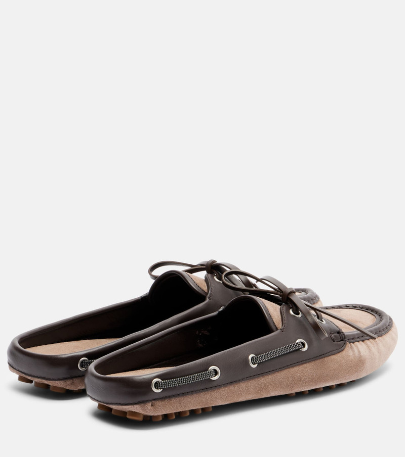 Brunello Cucinelli Monili suede mules outlook