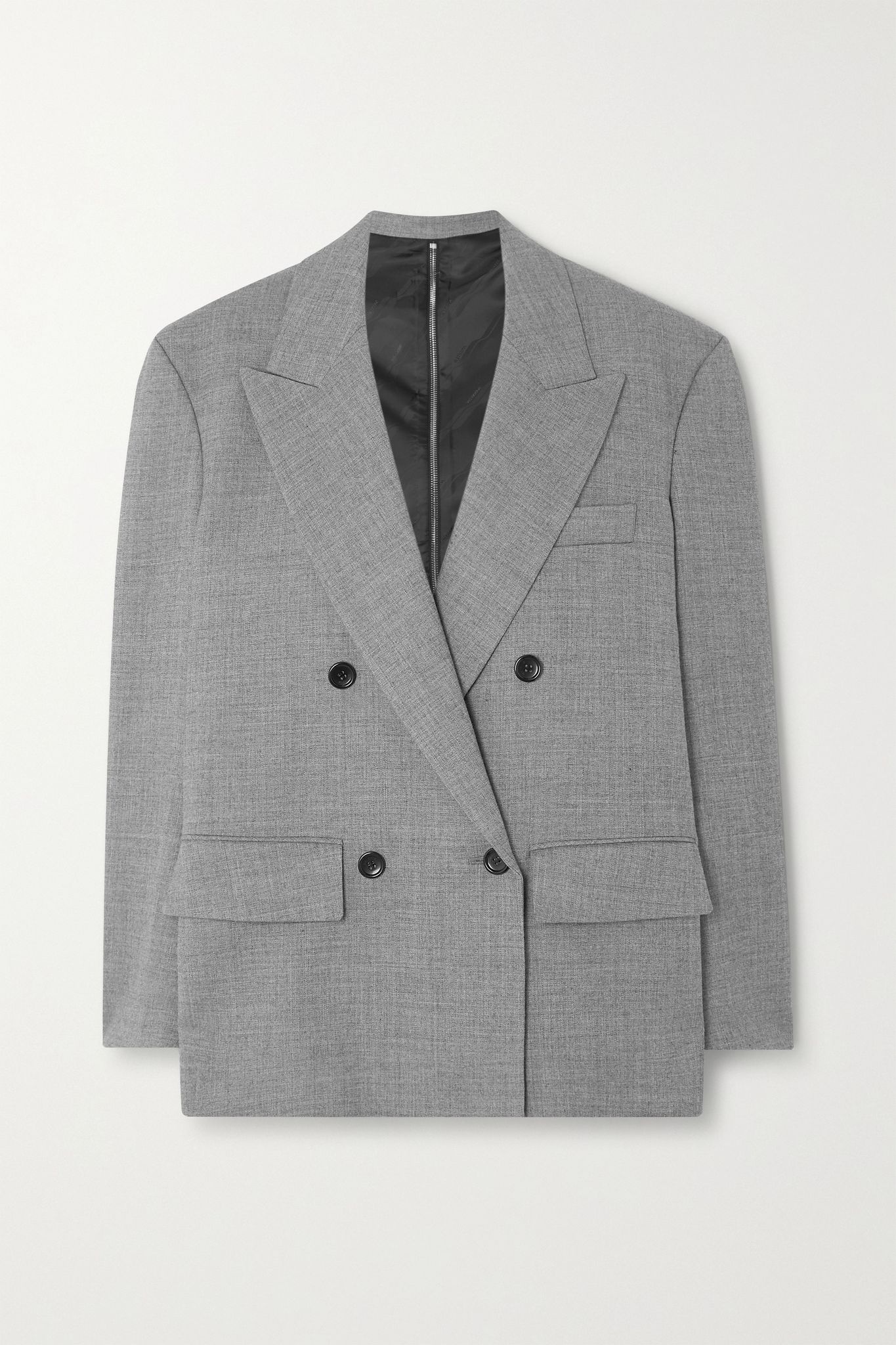 Zip-detailed double-breasted woven blazer - 1