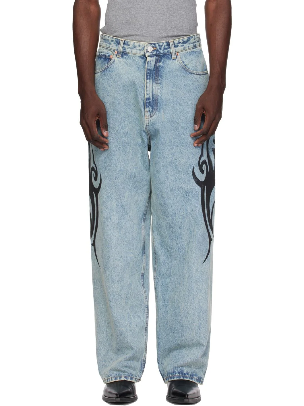 Blue Graffiti Baggy Jeans - 1