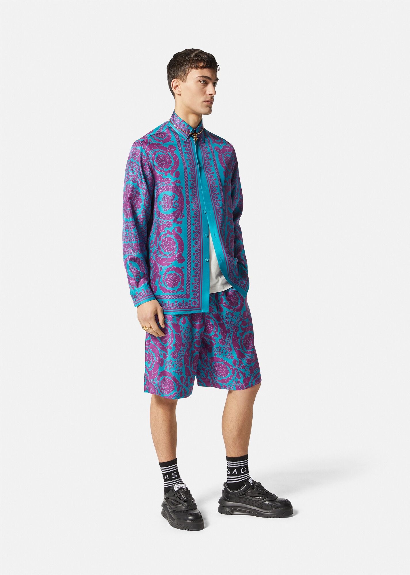 Barocco Silhouette Silk Shorts - 2