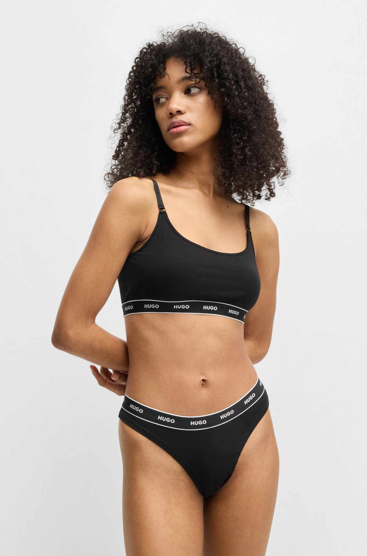 THREE-PACK OF STRETCH-COTTON THONGS WITH LOGO WAISTBANDS - 2