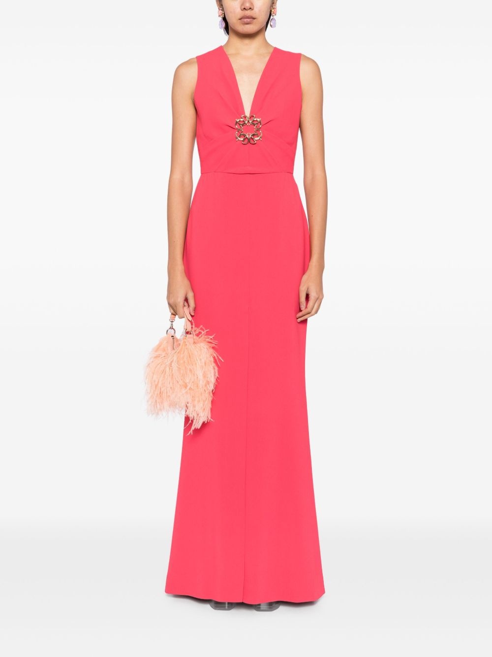 V-neck long dress - 2