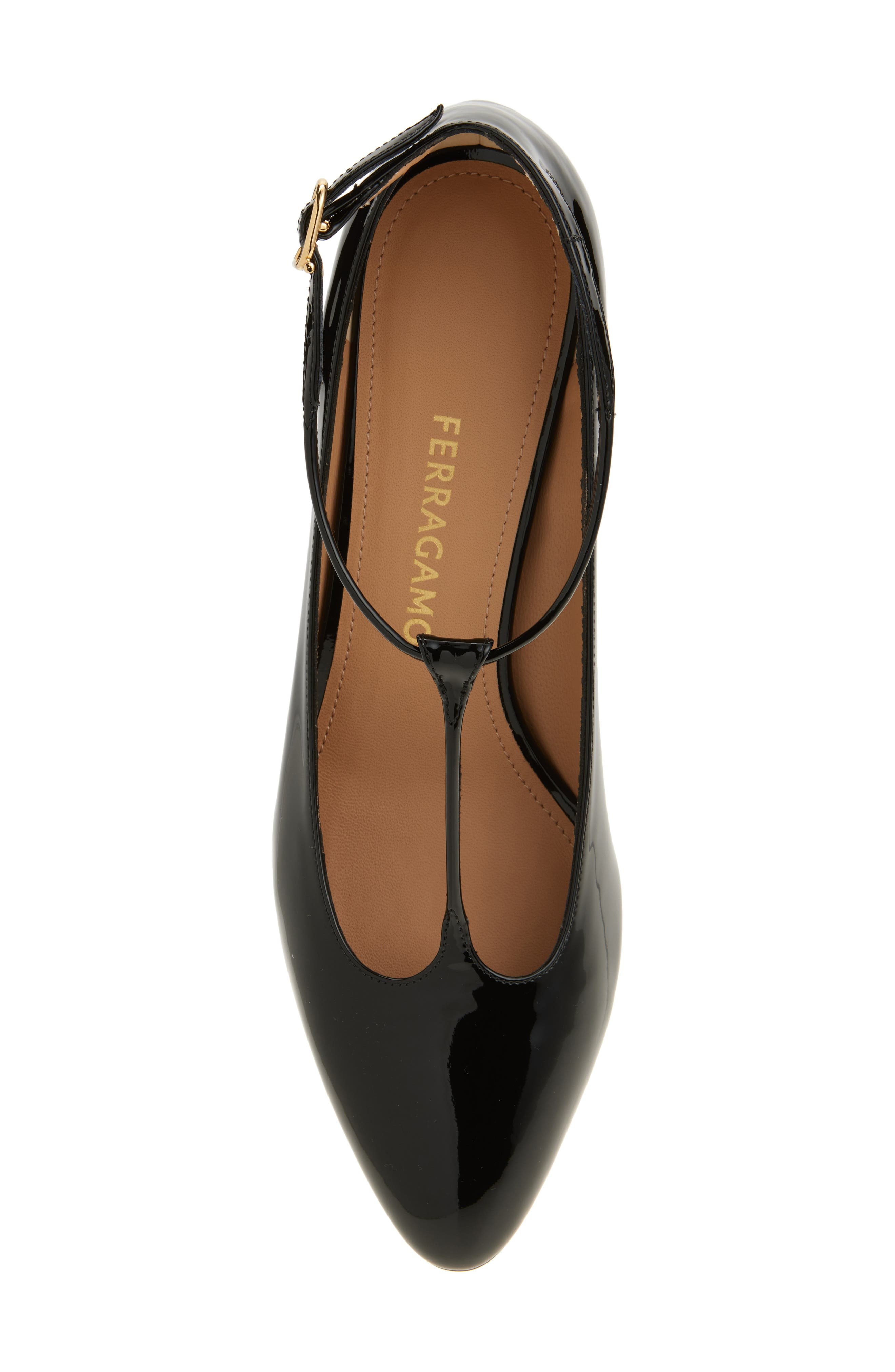 FERRAGAMO Tania T-Strap Pointed Toe Pump in Nero at Nordstrom - 5