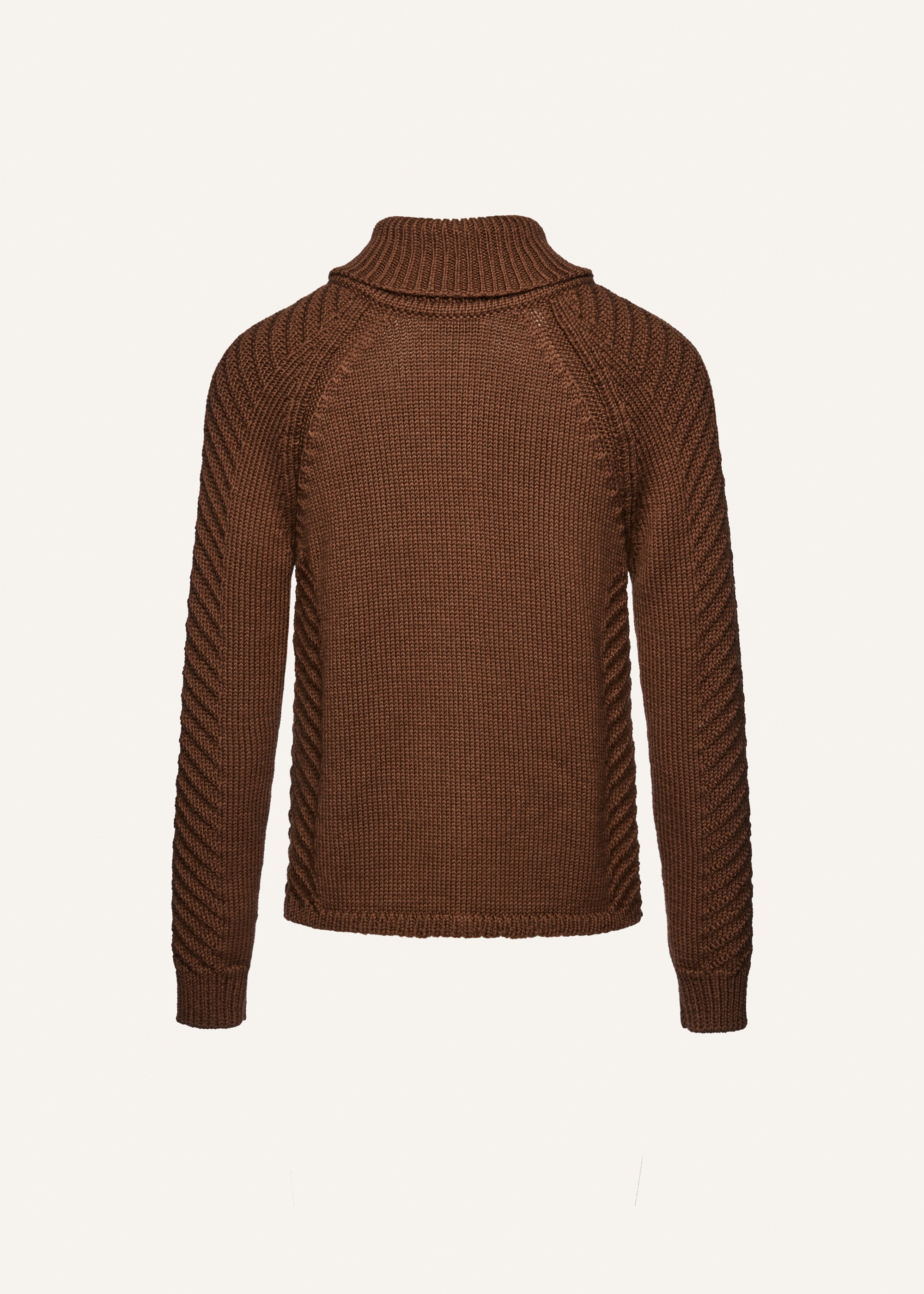 Zip up knitwear sweater in light brown - 2