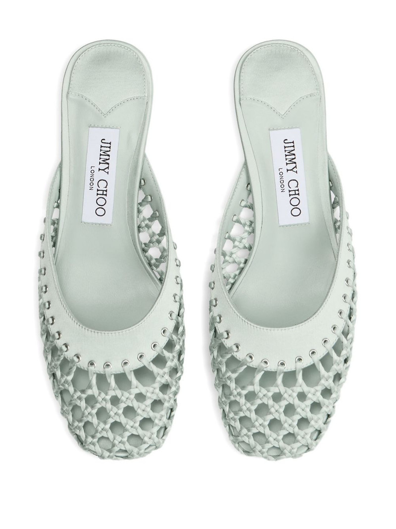 50mm Pixie woven leather studded mules 3