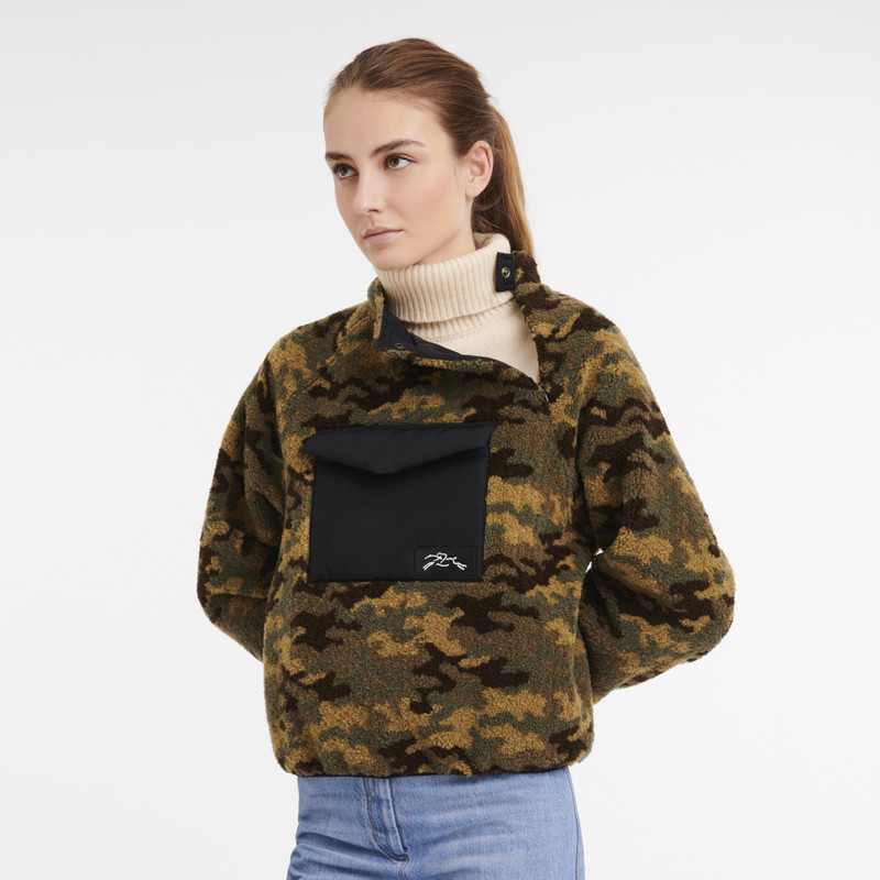 Longchamp Fleece jacket Khaki - Fleece outlook