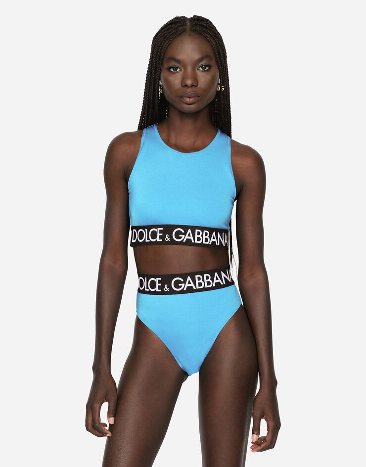 Halterneck bikini with branded elastic - 4