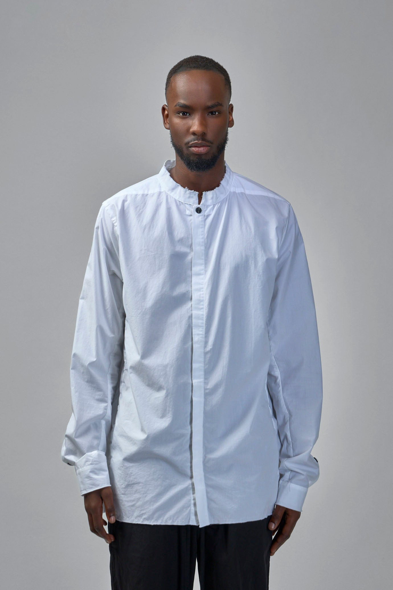 Long Cotton Shirt Stand Up Collar - 3