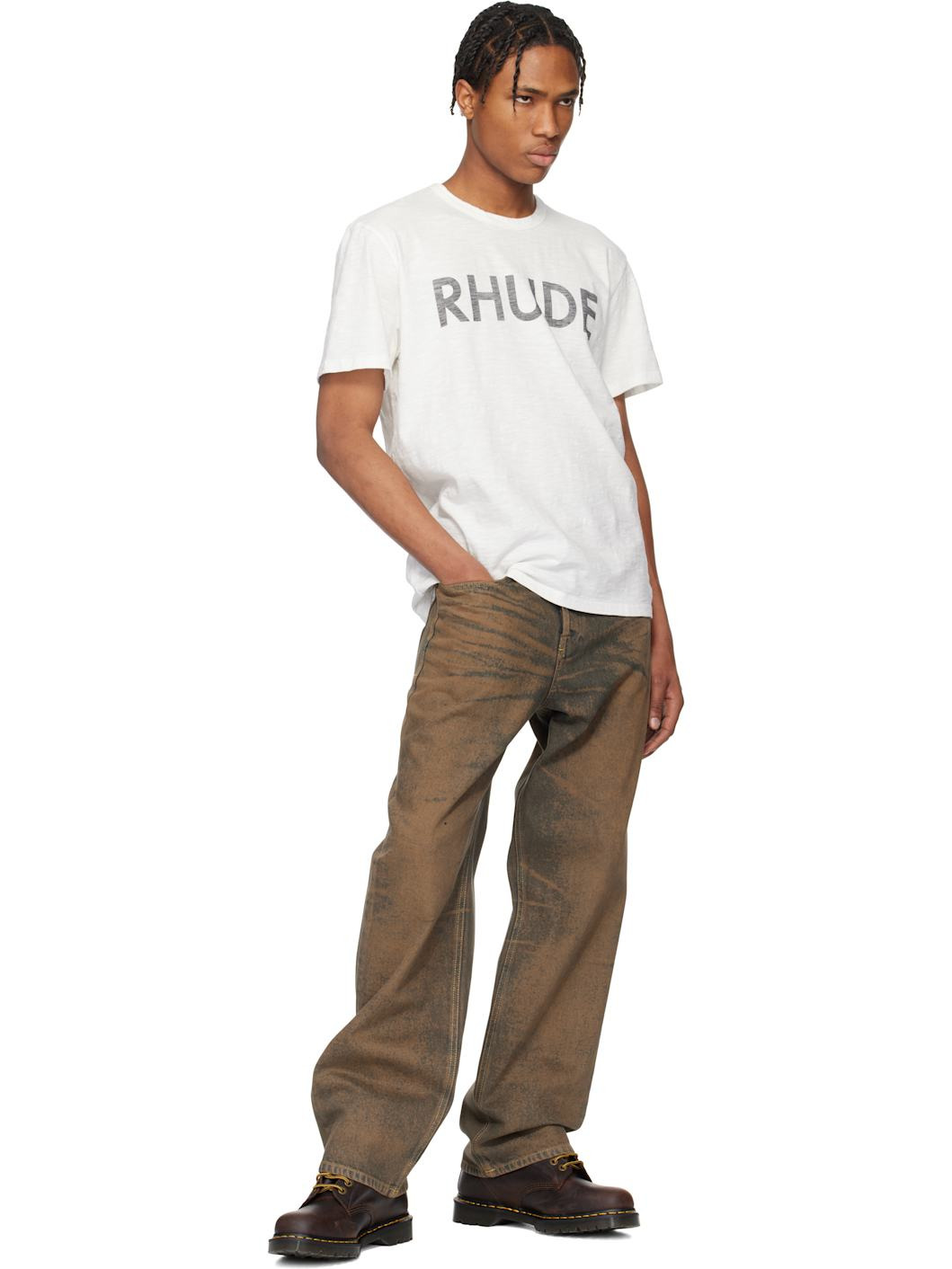 White '' Logo Slub T-shirt - 4